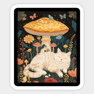 Cottagecore Aesthetic Cat Evenings Sticker